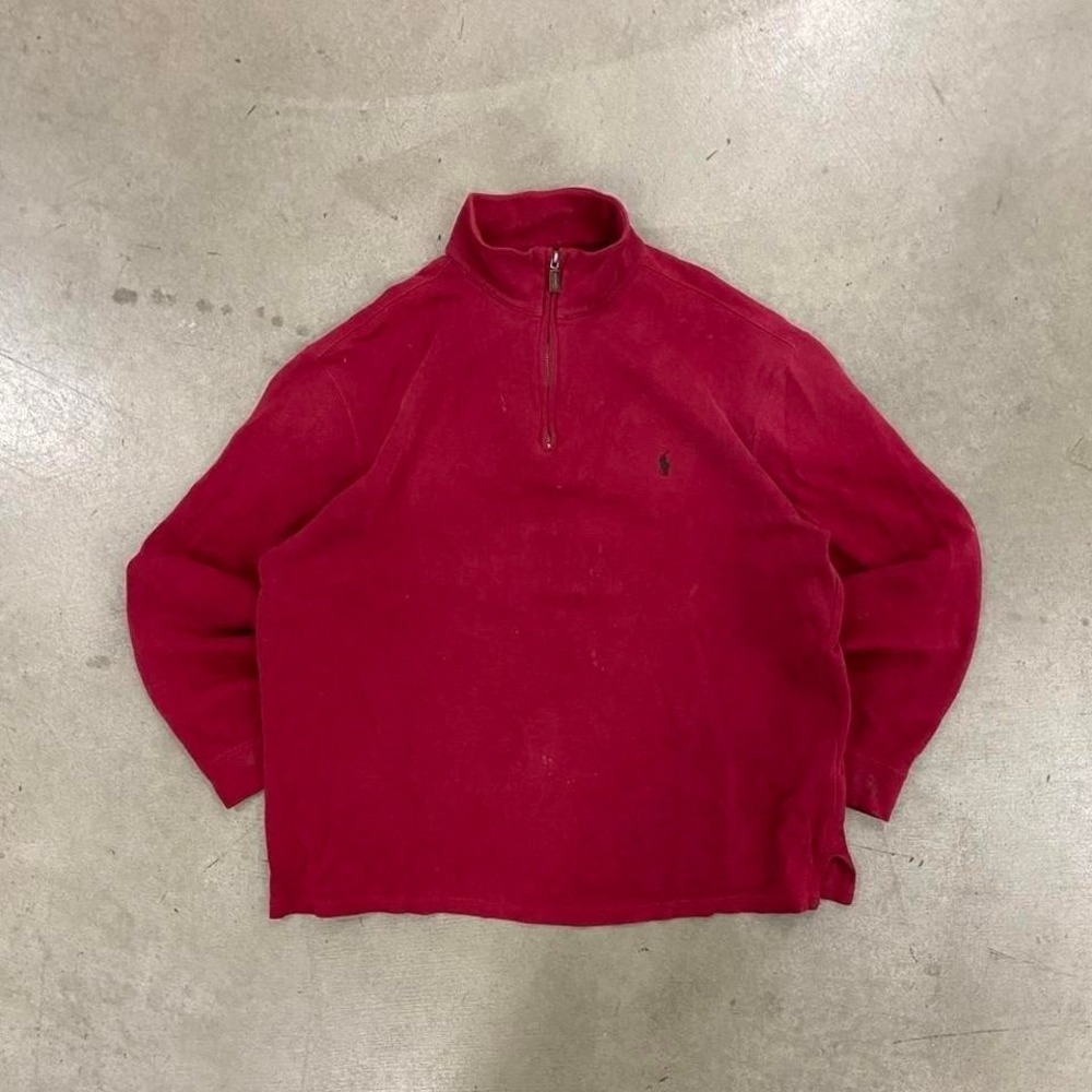 Vintage‎ Polo Ralph Lauren Red Quarter Zip 1/4 Zip Jacket Size XL